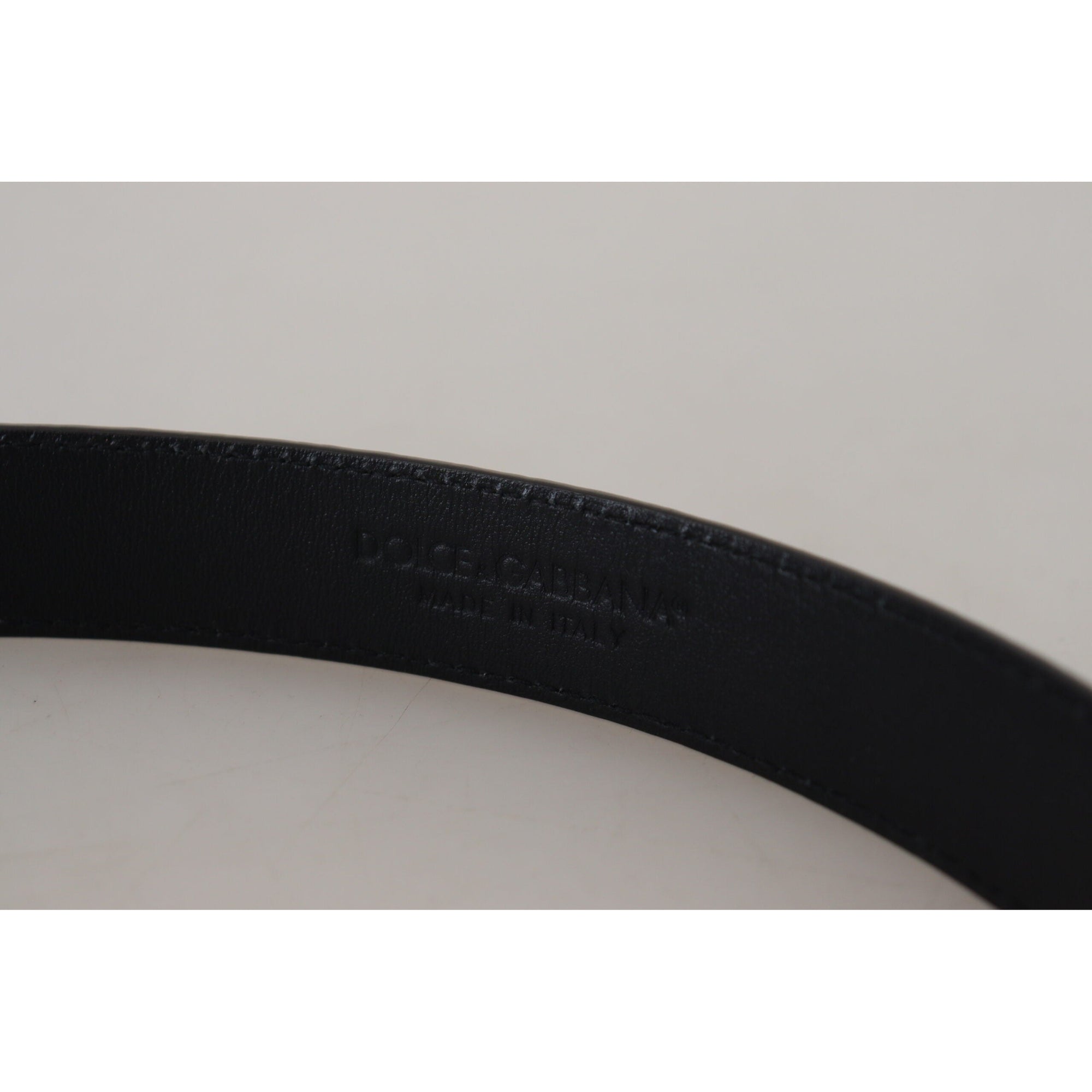 Dolce &amp; Gabbana Black Exotic Leather Gold Metal Buckle Belt