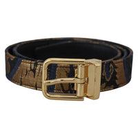 Dolce & Gabbana Multicolor Jacquard Leather Logo Buckle Belt