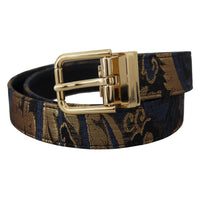 Dolce & Gabbana Multicolor Jacquard Leather Logo Buckle Belt