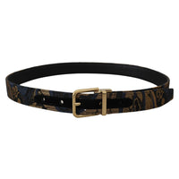 Dolce & Gabbana Multicolor Jacquard Leather Logo Buckle Belt