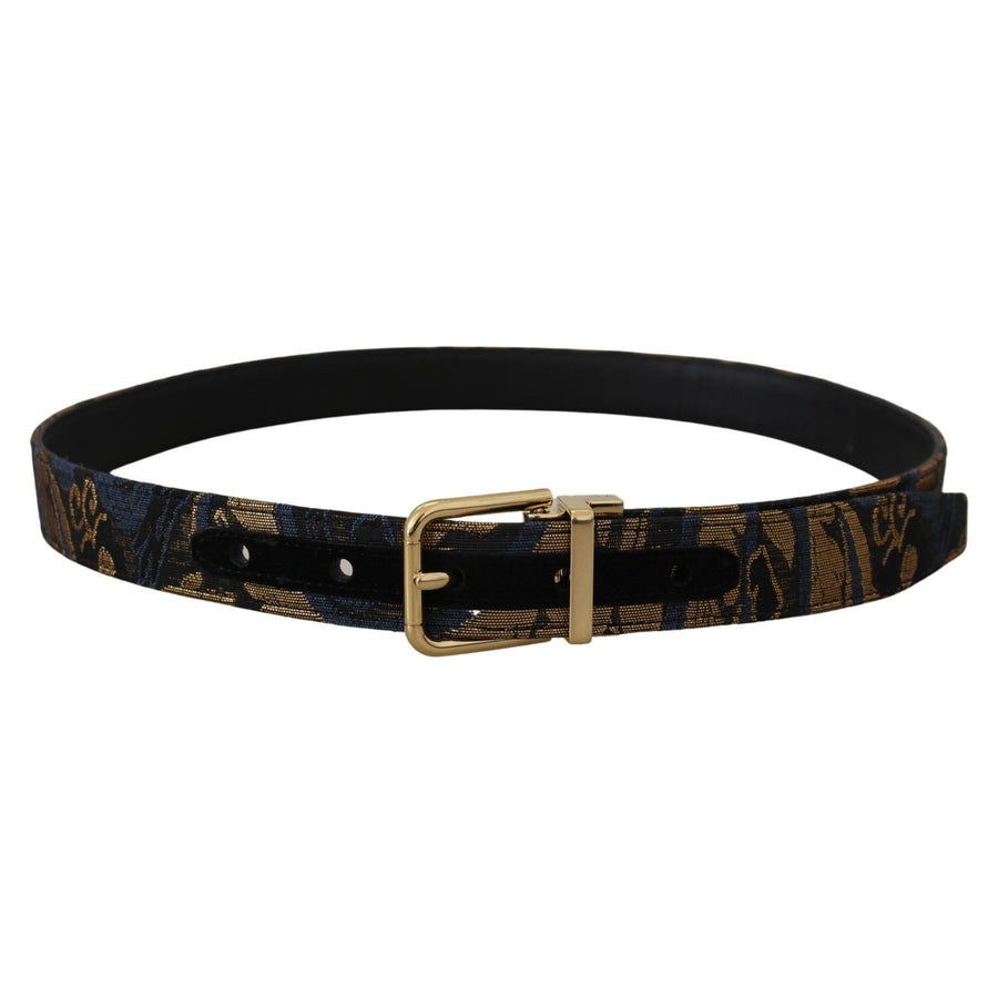 Dolce & Gabbana Multicolor Jacquard Leather Logo Buckle Belt