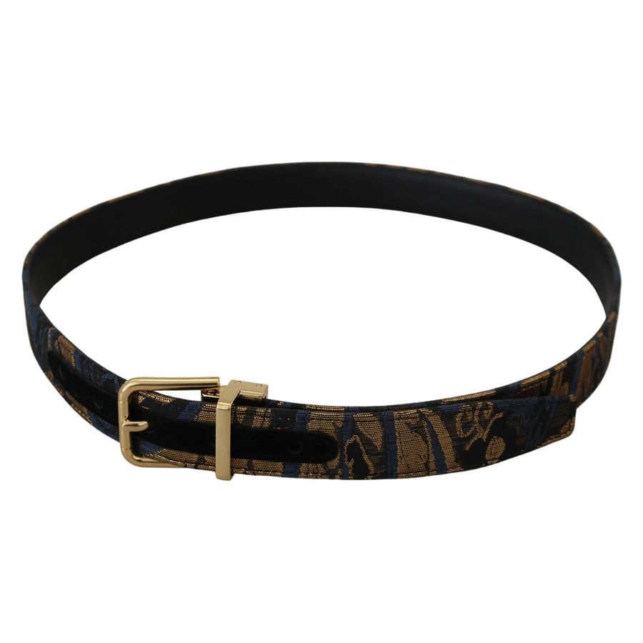 Dolce & Gabbana Multicolor Jacquard Leather Logo Buckle Belt