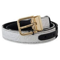 Dolce & Gabbana White Black Patchwork Gold Metal Buckle Belt