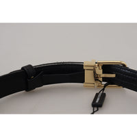 Dolce & Gabbana White Black Patchwork Gold Metal Buckle Belt