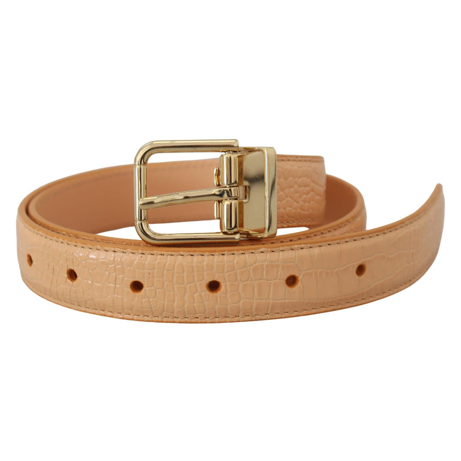 Dolce & Gabbana Beige Exotic Leather Gold Metal Buckle Belt