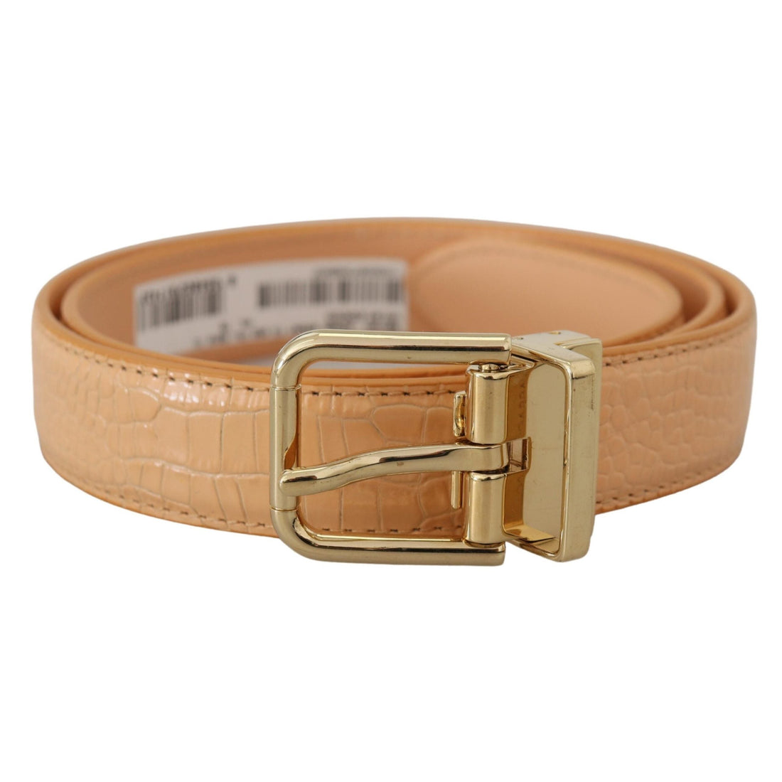 Dolce & Gabbana Beige Exotic Leather Gold Metal Buckle Belt