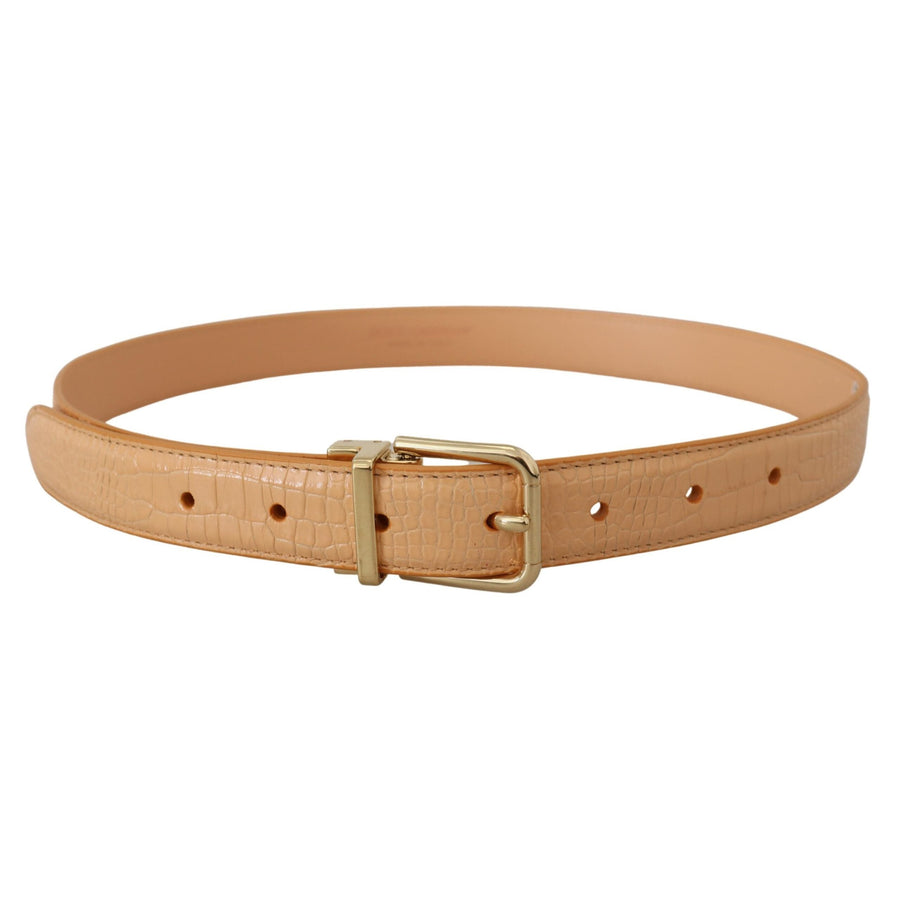 Dolce & Gabbana Beige Exotic Leather Gold Metal Buckle Belt