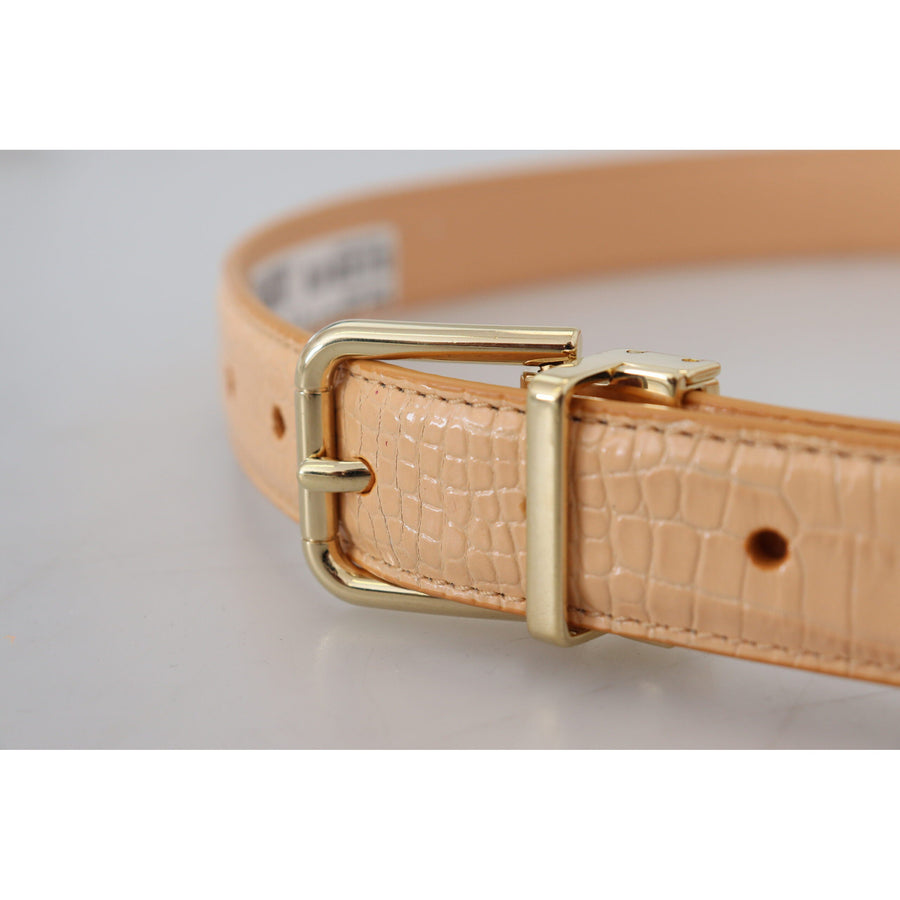 Dolce & Gabbana Beige Exotic Leather Gold Metal Buckle Belt