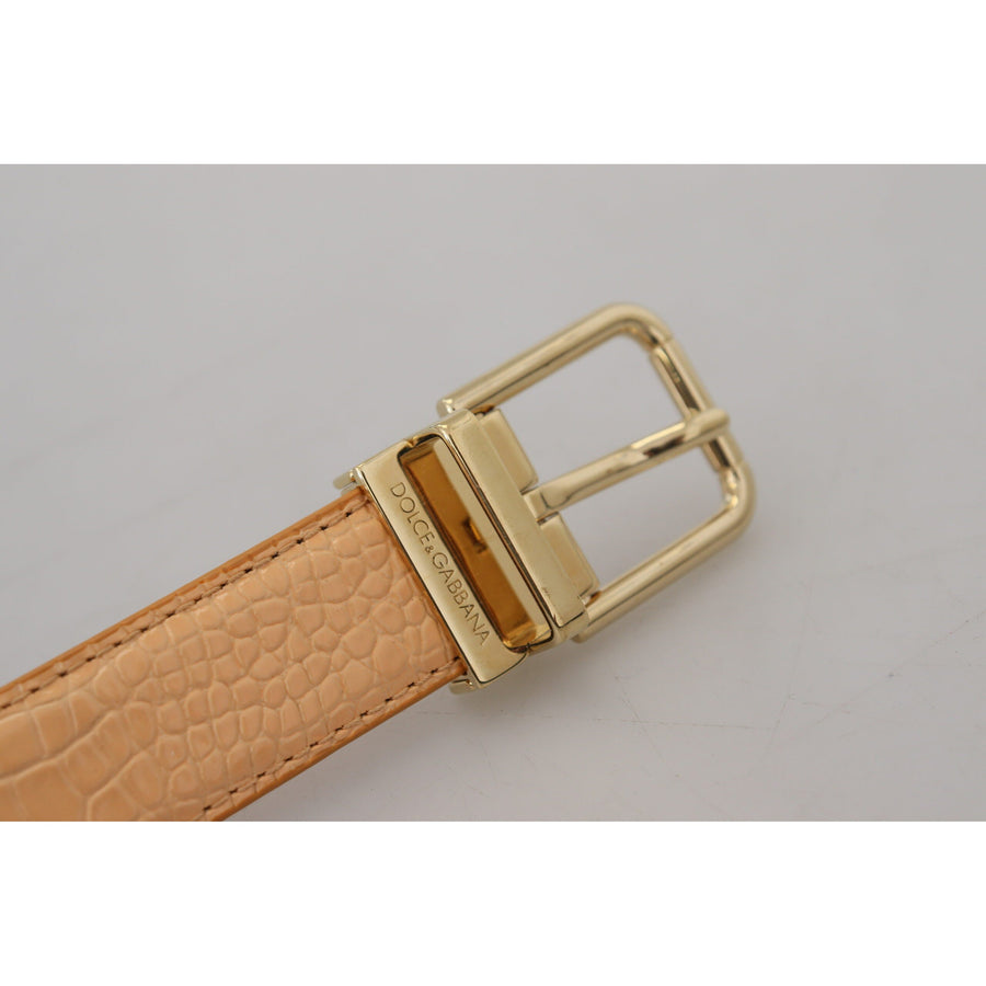 Dolce & Gabbana Beige Exotic Leather Gold Metal Buckle Belt