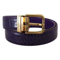 Dolce & Gabbana Purple Exotic Leather Gold Metal Buckle Belt