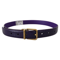 Dolce & Gabbana Purple Exotic Leather Gold Metal Buckle Belt