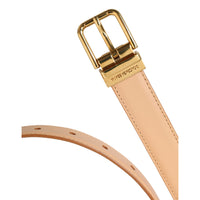 Dolce & Gabbana Beige Calfskin Leather Gold Metal Buckle Belt