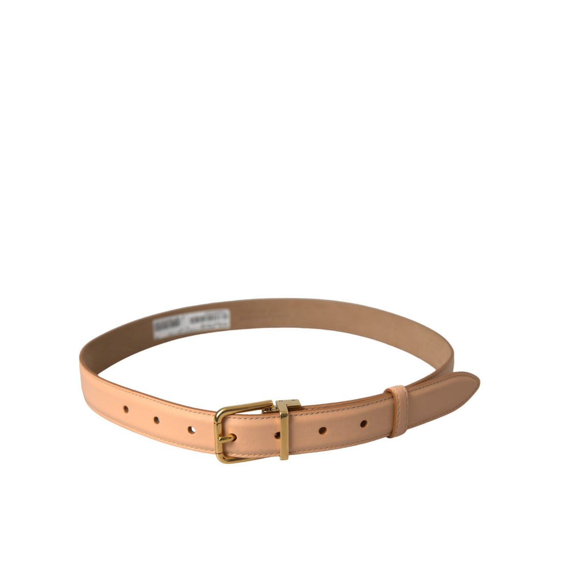 Dolce & Gabbana Beige Calfskin Leather Gold Metal Buckle Belt