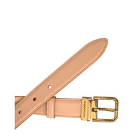 Dolce & Gabbana Beige Calfskin Leather Gold Metal Buckle Belt