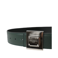 Dolce & Gabbana Green Calf Leather Square Metal Buckle Belt