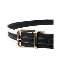 Dolce & Gabbana Black White Patchwork Gold Metal Buckle Belt