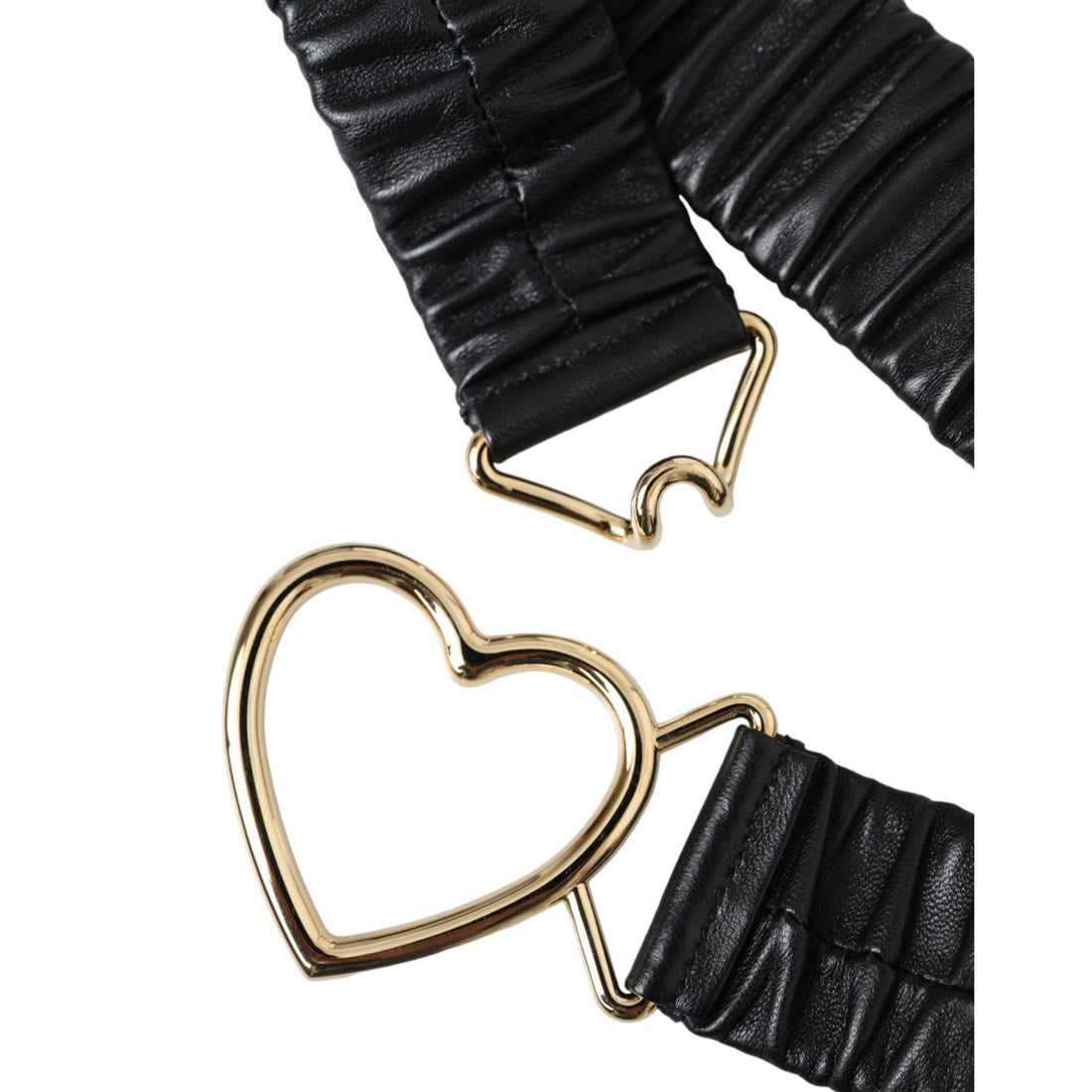 Dolce & Gabbana Black Leather Gold Heart Metal Buckle Belt