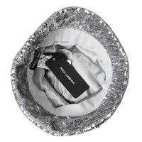 Dolce & Gabbana Silver Sequined Nylon Bucket Hat Men