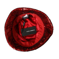 Dolce & Gabbana Red Sequined Nylon Bucket Hat Men