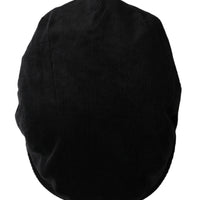 Dolce & Gabbana Black Corduroy Crown Newsboy Hat Men