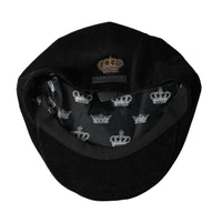 Dolce & Gabbana Black Corduroy Crown Newsboy Hat Men