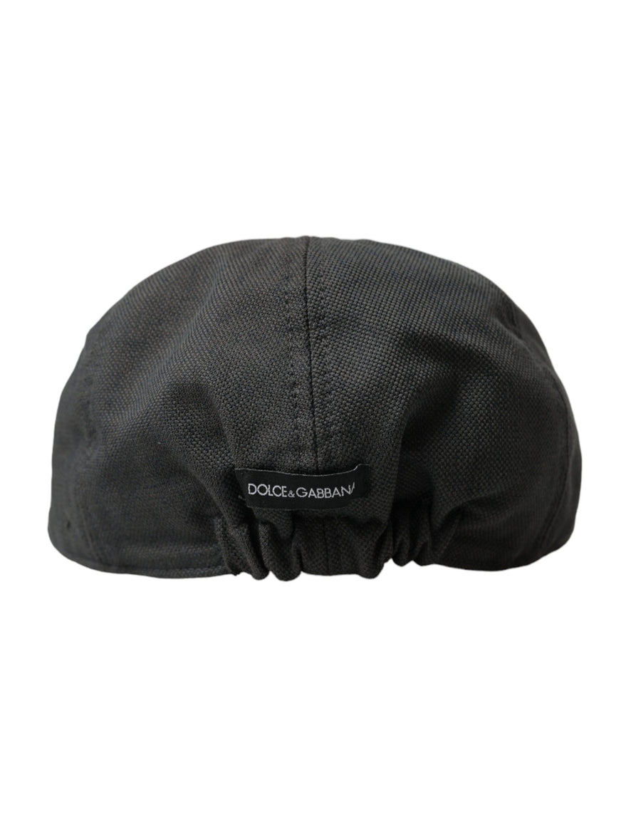 Dolce & Gabbana Dark Gray Nylon Cloth Newsboy Hat Men