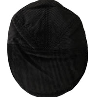 Dolce & Gabbana Black Corduroy Crown Newsboy Hat Men