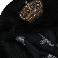 Dolce & Gabbana Black Corduroy Crown Newsboy Hat Men