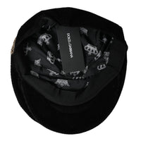 Dolce & Gabbana Black Corduroy Crown Newsboy Hat Men