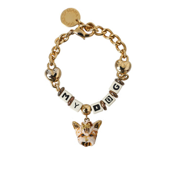 Dolce & Gabbana Gold Tone Brass Chain MY DOG Heart Bracelet