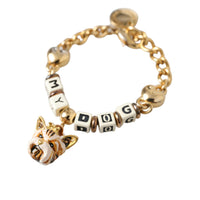 Dolce & Gabbana Gold Tone Brass Chain MY DOG Heart Bracelet