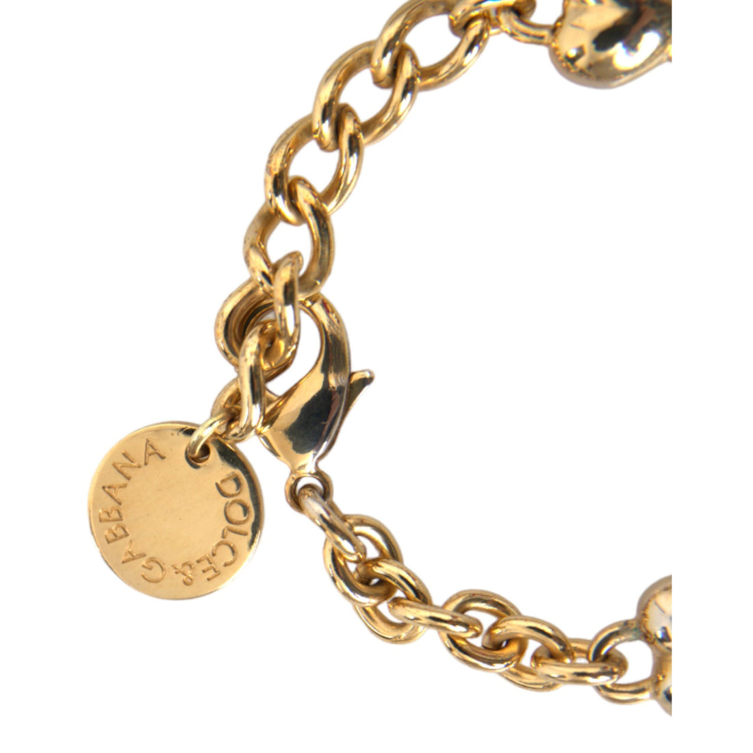 Dolce & Gabbana Gold Tone Brass Chain MY DOG Heart Bracelet