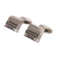 Dolce & Gabbana Silver Plated Metal Brass DG Logo Pin Cufflinks