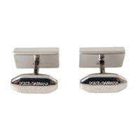 Dolce & Gabbana Silver Plated Metal Brass DG Logo Pin Cufflinks