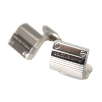 Dolce & Gabbana Silver Plated Metal Brass DG Logo Pin Cufflinks