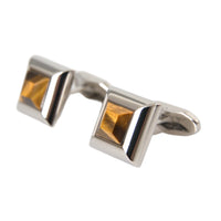 Dolce & Gabbana Silver Plated Brass Pin Crystal Cufflinks