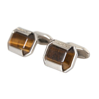 Dolce & Gabbana Silver Plated Brass Pin Crystal Cufflinks