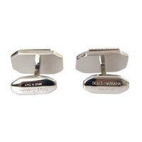 Dolce & Gabbana Silver Plated Brass Pin Crystal Cufflinks