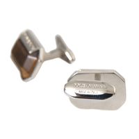 Dolce & Gabbana Silver Plated Brass Pin Crystal Cufflinks