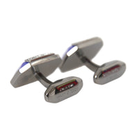 Dolce & Gabbana Silver Plated Brass Pin Crystal Cufflinks