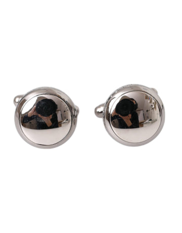 Dolce & Gabbana Silver Plated Brass Round Pin Men Cufflinks