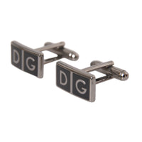 Dolce & Gabbana Silver Plated Metal Brass DG Logo Pin Cufflinks