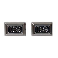 Dolce & Gabbana Silver Plated Metal Brass DG Logo Pin Cufflinks