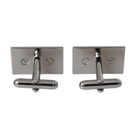 Dolce & Gabbana Silver Plated Metal Brass DG Logo Pin Cufflinks