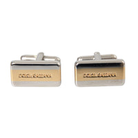 Dolce & Gabbana Silver Gold Plated Brass DG Logo Pin Cufflinks