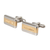 Dolce & Gabbana Silver Gold Plated Brass DG Logo Pin Cufflinks