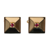 Dolce & Gabbana Gold Plated Brass Crystal Square Pin Cufflinks