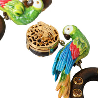 Dolce & Gabbana Multicolor Parrot Wood Brass Crystal Embellished Earring