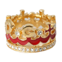 Dolce & Gabbana Gold Tone BrassCrystal Enamel DG CROWN Statement Ring