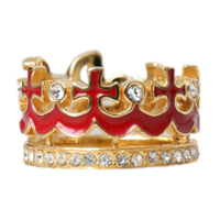 Dolce & Gabbana Gold Tone BrassCrystal Enamel DG CROWN Statement Ring